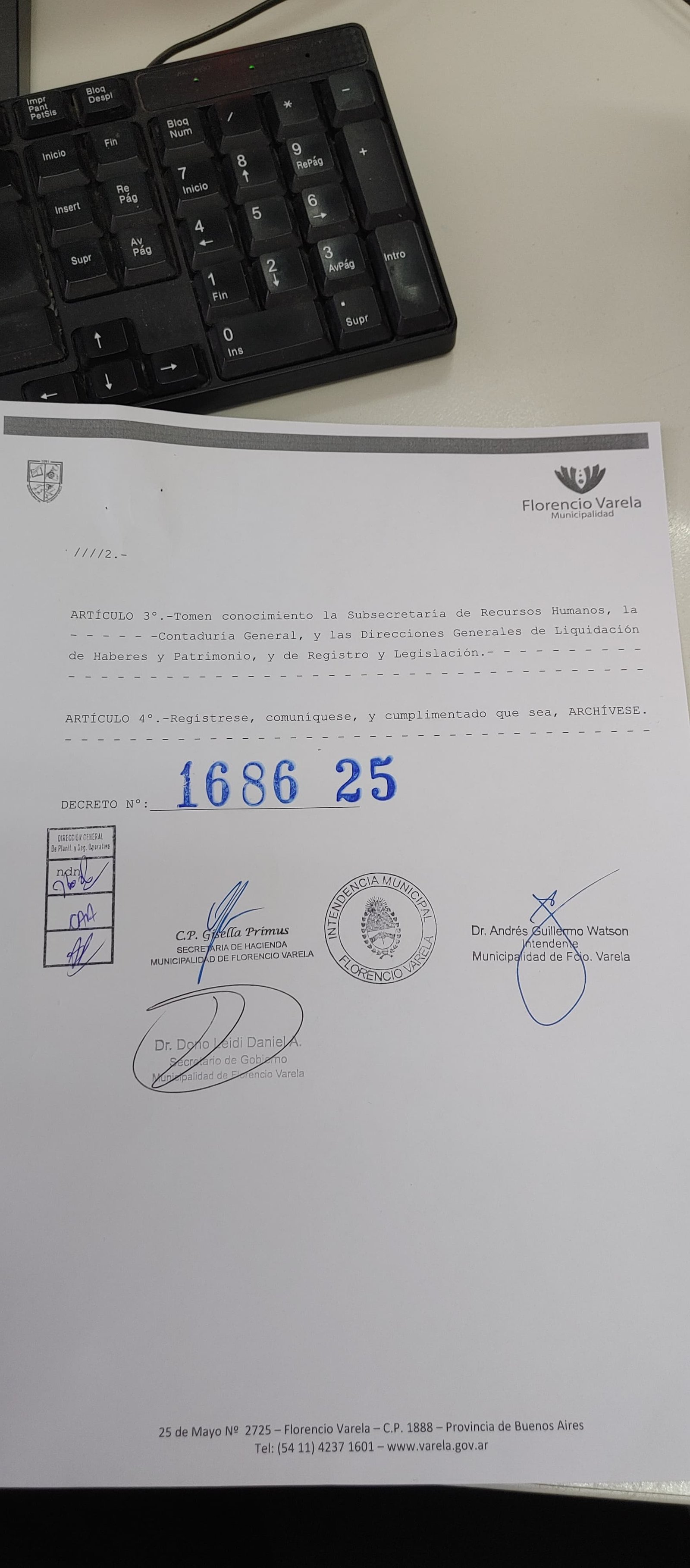 Paso 3: Asignación del número correlativo.